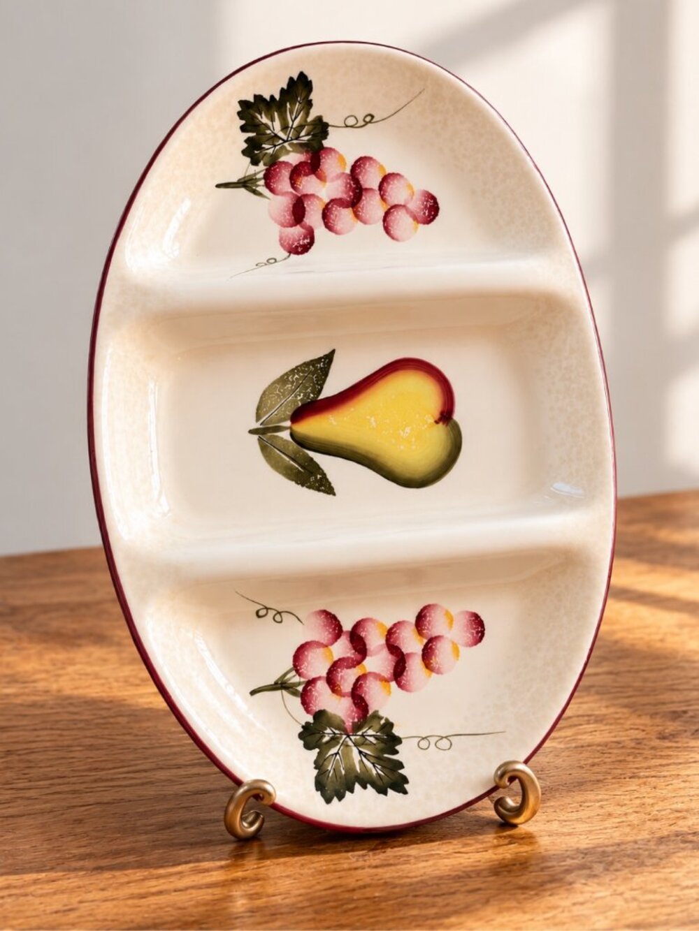 Pier 1 Hand Painted Fruit Divided Serving Platter
